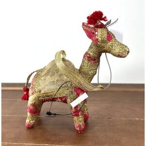 Chico's Camel Llama‎ Red & Gold Christmas Tree Ornament Decor